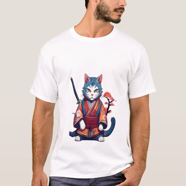 Camisa Japonesa Samurai Gato Ninja Guerreiro (Frente)