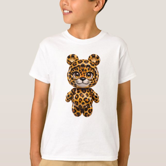Camisa Kawaii de Safari com Leopardo Manchado Fofo (Frente)
