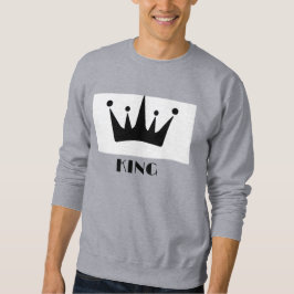 Camisa King Text Black Crown Image Básica Cinza