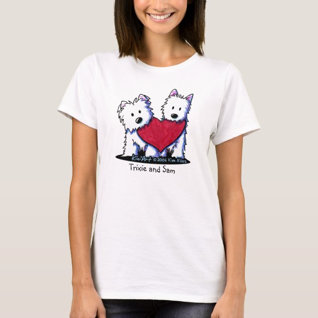 Camisa KiniArt Westie Heart Duo (Frente)