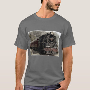 Camisa locomotiva preta do trem