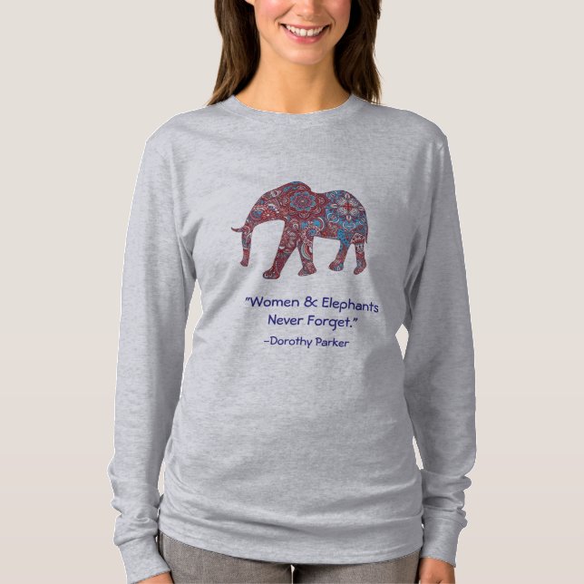 Camisa longa da Capa do elefante das mulheres (Frente)