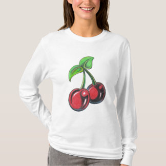 Camisa longa da Capa T da cereja