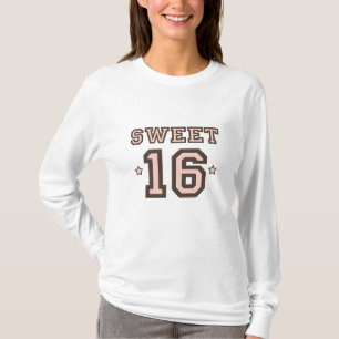 Camisa longa da Capa T do doce dezesseis