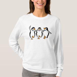 Camisa longa da Capa T dos pinguins da dança
