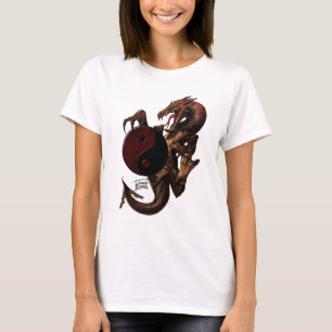 Camisa longa da luva do dragão de YingYang
