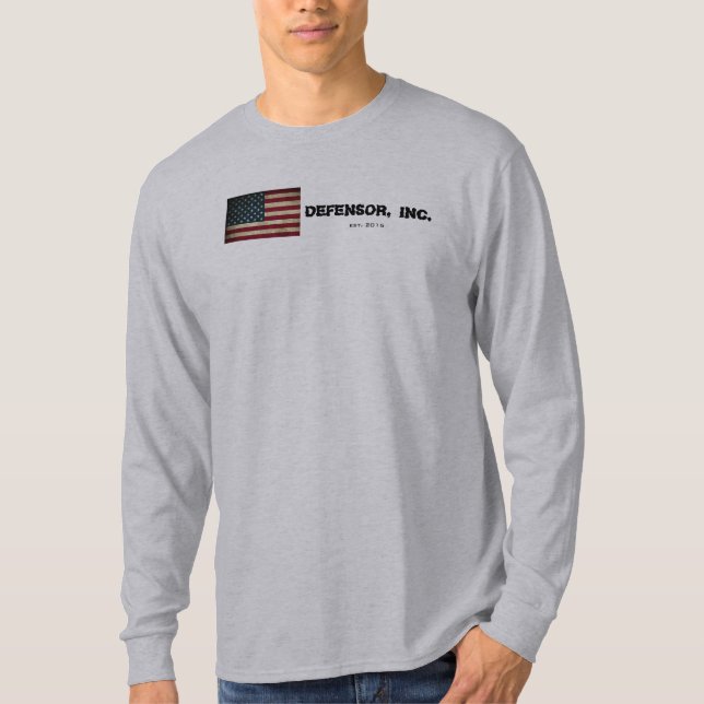 Camisa longa patriótica da luva de Defensor, Inc. (Frente)