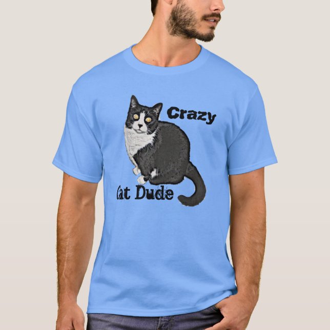 Camisa louca engraçada do gajo do gato (Frente)