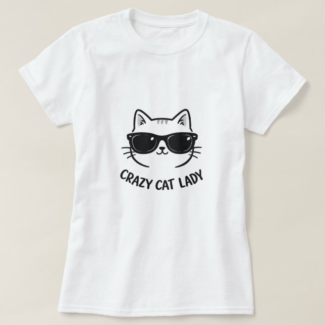 Camisa Louca Senhora do Gato com Óculos de Sol Gat (Frente do Design)