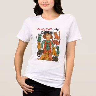 Camisa Louca Senhora dos Gatos - Camiseta de Desig
