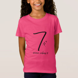 Camisa Lucky 7 para Meninas Cute Número Sete T-S I