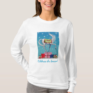 Camisa lunática do feriado do cavalo do Natal