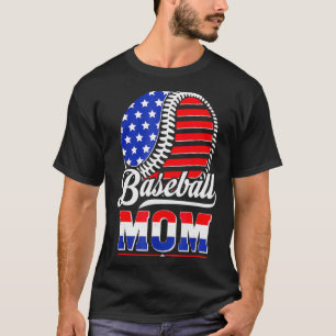 Camisa Mãe de Beisebol Bandeira Americana Mãe