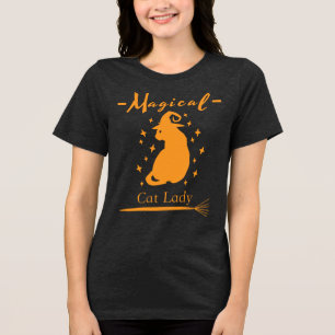 Camisa Mágica da Gata Senhora Blusa de Halloween F