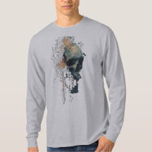 Camisa Manga Longa Arte Digital Crânio Circuito Ab