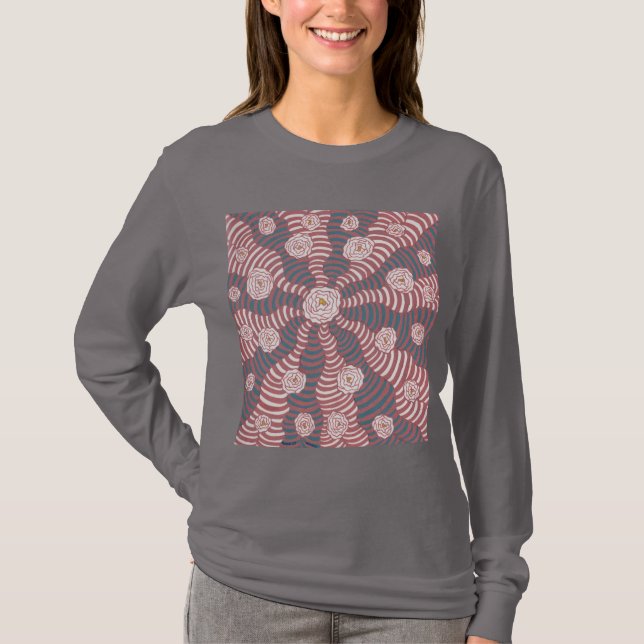Camisa manga longa. Design "Rose Gold Borealis" (Frente)