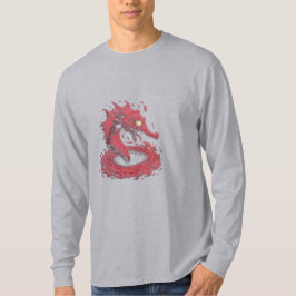 Camisa Manga Longa Estilo Cômico Leviatã Vermelho