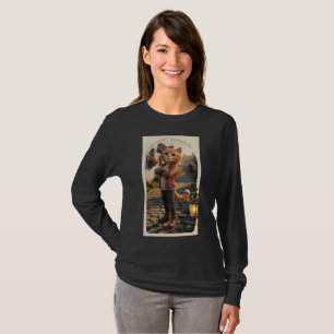 Camisa Manga Longa Gato Laranja Jaqueta de Couro