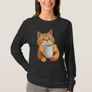 Camisa Manga Longa Gráfica de Gato Ruivo Fofo Femi