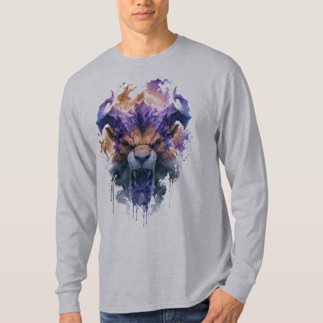 Camisa Manga Longa Leão Fantasia Rugindo (Frente)