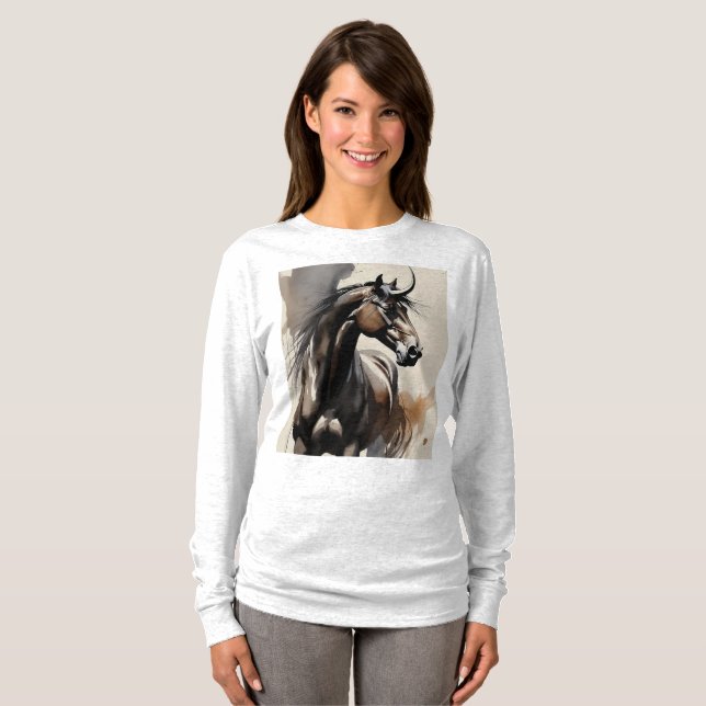 Camisa Manga Longa Pintura de Cavalo (Frente Completa)