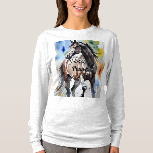 Camisa Manga Longa Pintura de Cavalo (Frente)