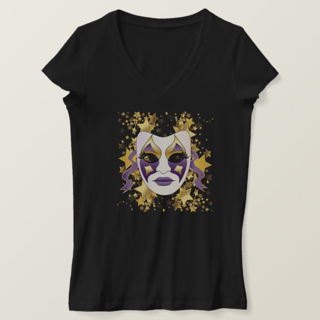 Camisa Mardi Gras feminina (Frente do Design)