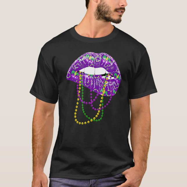Camisa Mardi Gras para Lábios Rainhas Cos (Frente)