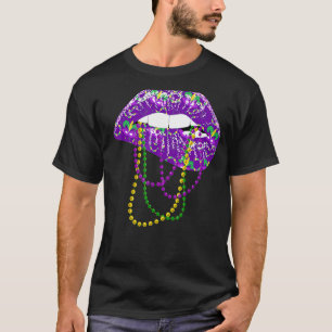 Camisa Mardi Gras Para Mulheres Lábios Rainhas Car