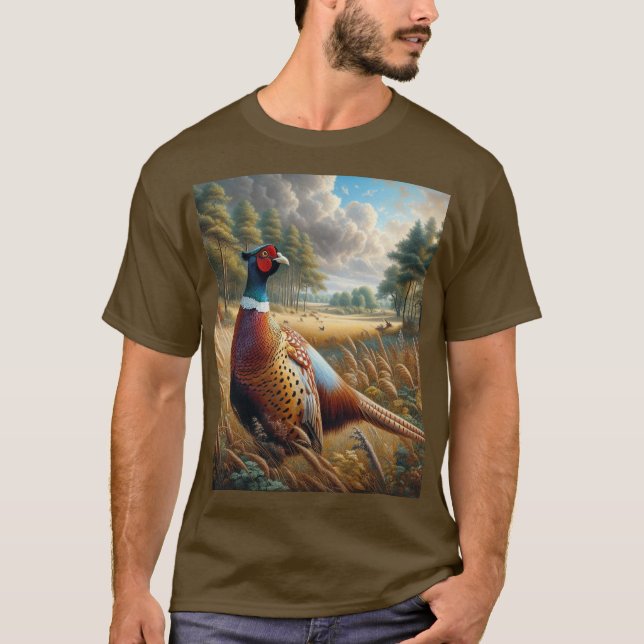 Camisa Marrom de Caça ao Faisão para Homens (Frente)