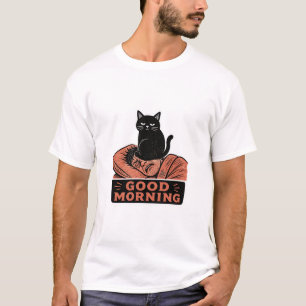 Camisa masculina básica de gato preto sarcástico L