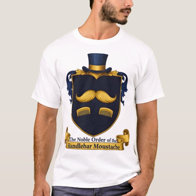 Camisa masculina com desenho de bigode de guidão (Frente)