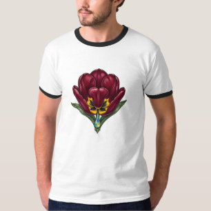 Camisa Masculina com Motivo de Flor Vermelha Botân