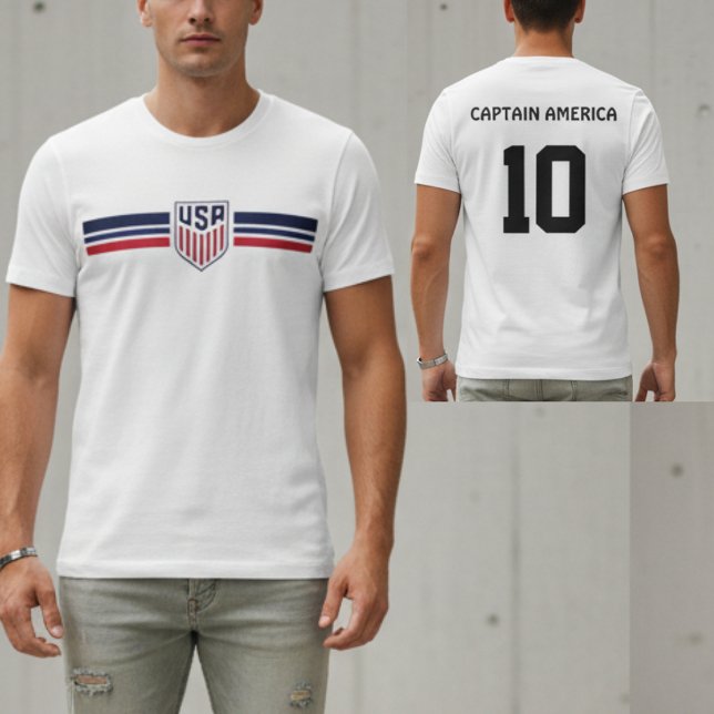 Camisa masculina da Copa do Mundo de Futebol dos E (USA Soccer 2026 World Cup Men's T-Shirt Custom Name Number Game Day)