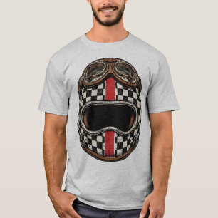 Camisa masculina de capacete de corrida xadrez de 