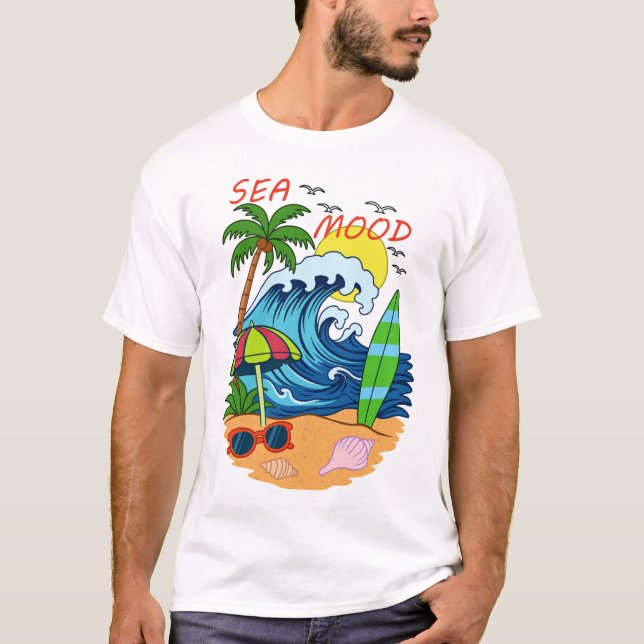 Camisa Masculina de Onda e Palmeira (Frente)