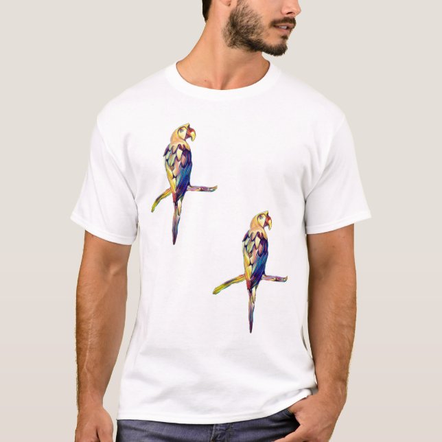 Camisa masculina de papagaio colorido (Frente)