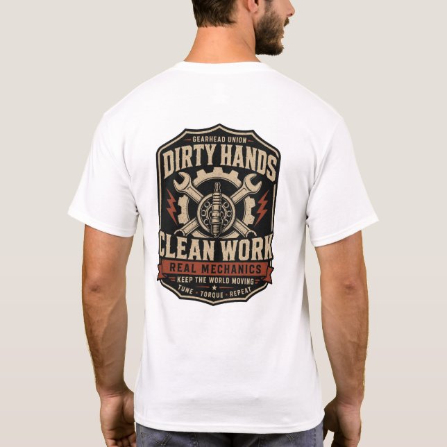 Camisa Masculina Frente e Verso Mecânico da União  (Verso)