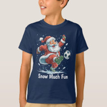 Camisa masculina infantil Santa Jogando Futebol na