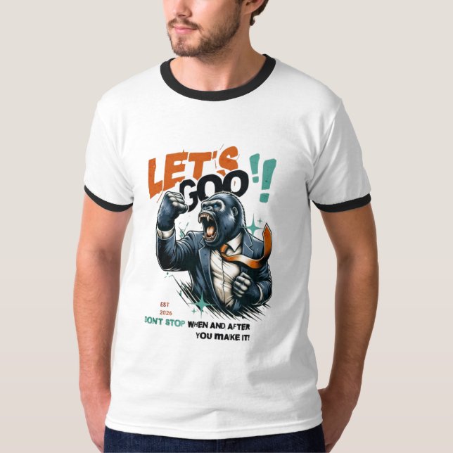 CAMISA MASCULINA LET'S GOO LESSONS LEARN RINGER T  (Frente)