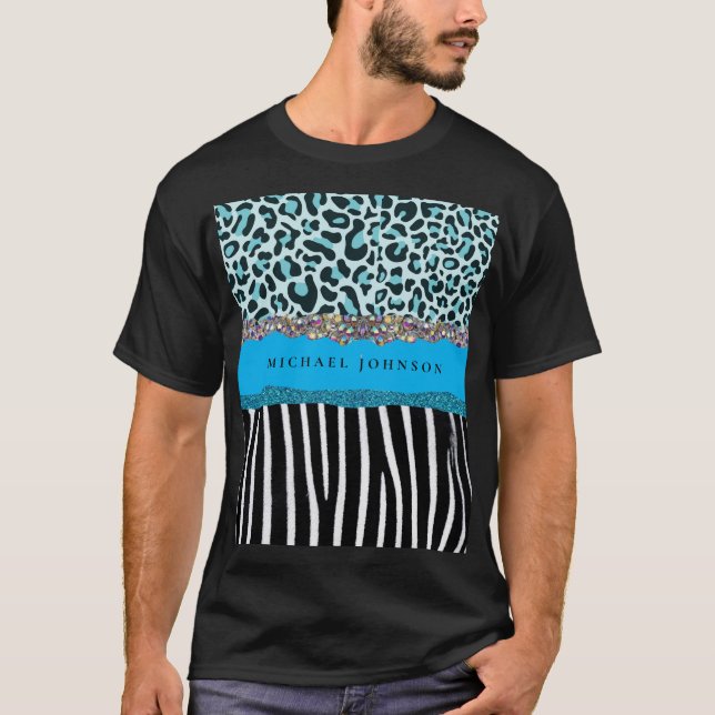 Camisa masculina moderna glamorosa retro azul turq (Frente)