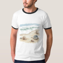 Camisa Masculina Tot de Praia em Aquarela - Concha