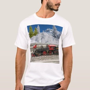 Camisa masculina vintage de trem de Natal