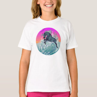 Camisa "meio" do unicórnio da juventude da menina