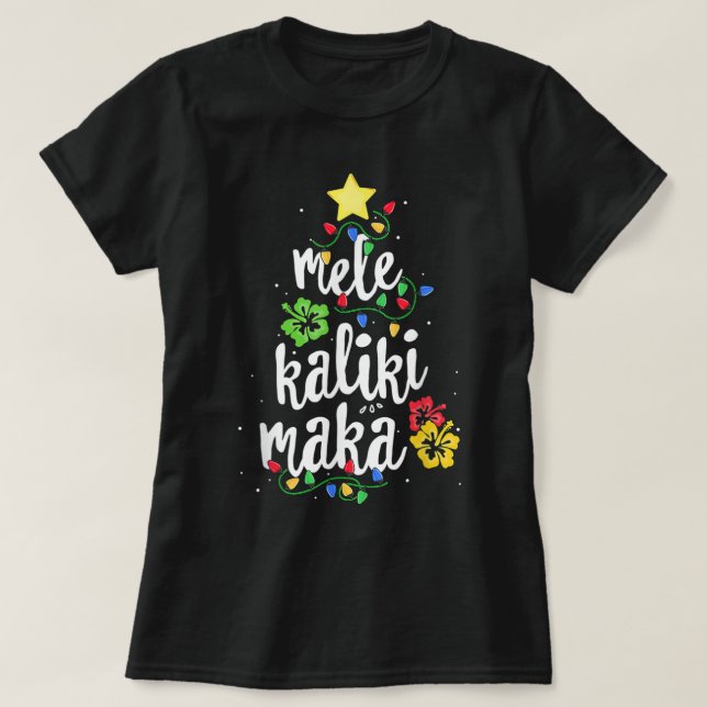 Camisa Mele Kalikimaka Para Mulheres Havaí Havaian (Frente do Design)
