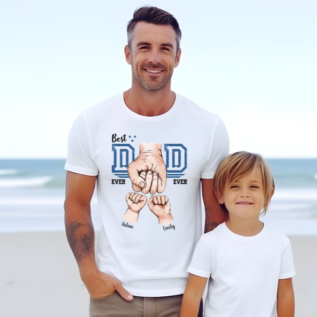 Camisa Melhor Pai do Mundo Punho Cerrado - 2 Nomes (Criador carregado)