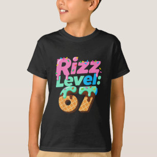 Camisa Meme Nível Rizz 67 Sorvete Drip Meme Seis S