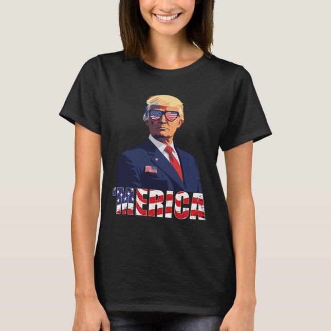 Camisa Merica Trump Sungl Nos Bandeira 4 De Julho (Frente)