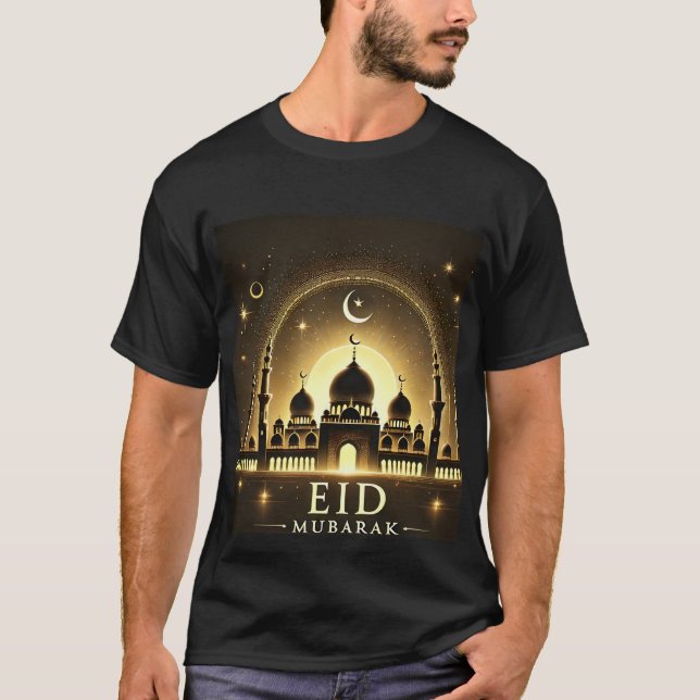 Camisa Mesquita ouro Eid Mubarak Men (Frente)