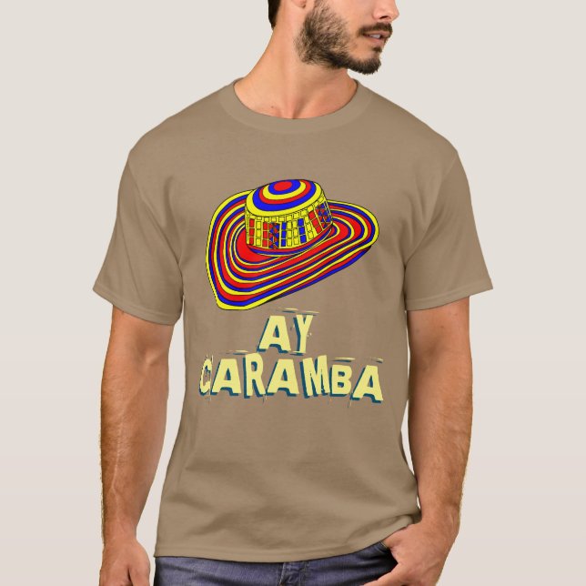 Camisa mexicana colorida do sombrero de Ay caramba (Frente)
